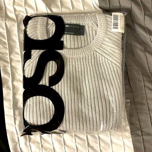 ASOS Design Knitted Rib Crew Neck Jumper in Gray